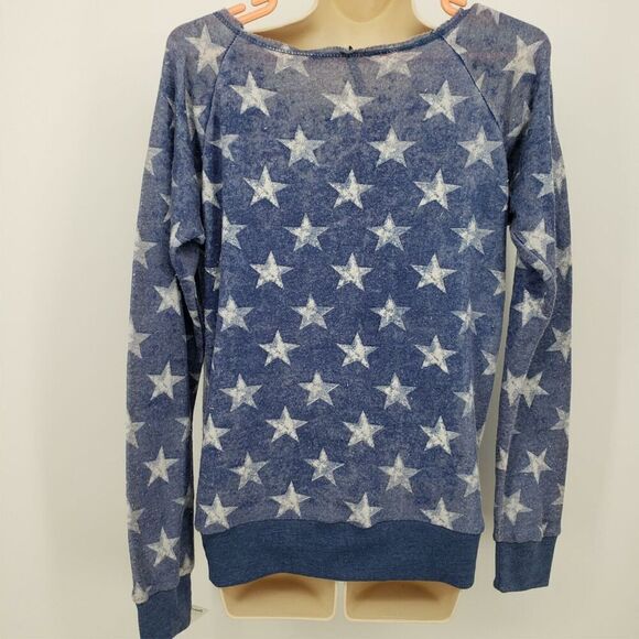 Momentum Outfitters Fleece Petoskey Sweater Top Juniors Size Medium Blue Grunge - Picture 6 of 8